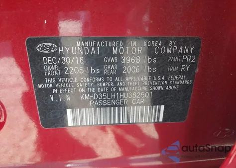 2017 Hyundai Elantra Gt z USA, uszkodzony, nr VIN KMHD35LH1HU382501